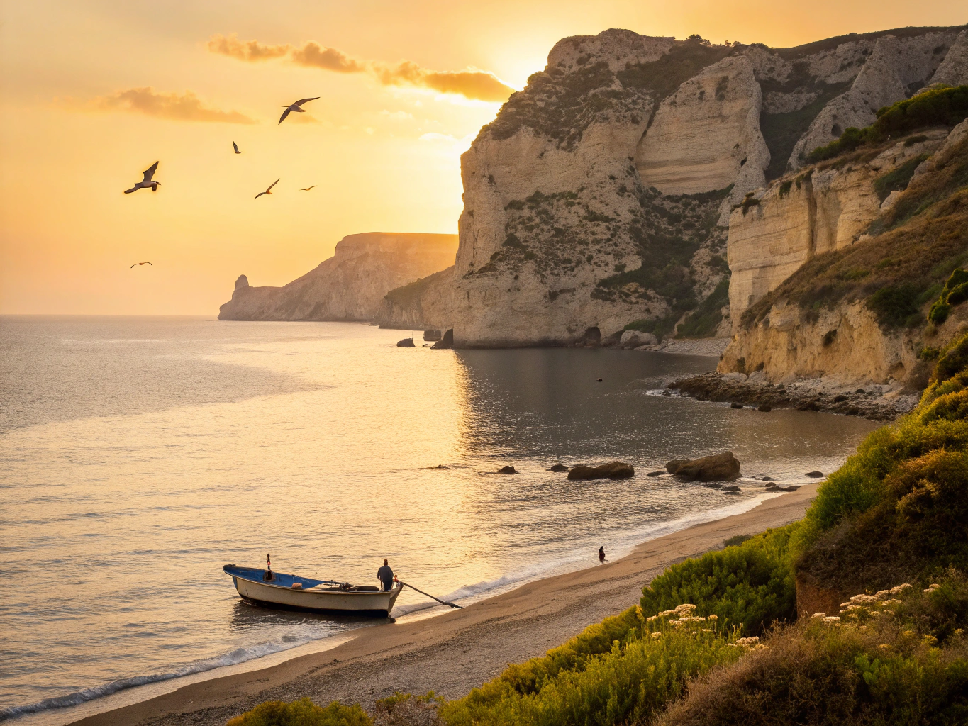 Alba dorata sulla costa siciliana